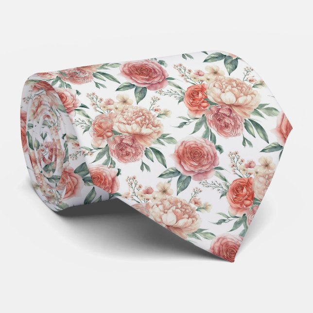 Elegant Garden Floral Pattern Tie (Rolled)