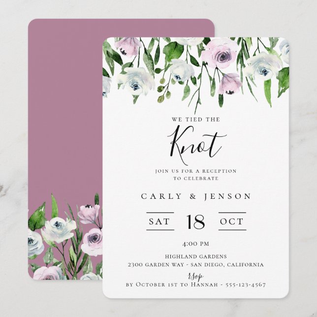 Elegant Garden Floral Reception Invitation (Front/Back)