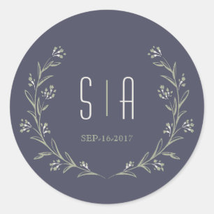 Elegant garden floral rustic wedding monogram classic round sticker