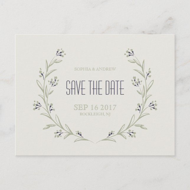 Elegant garden Floral rustic wedding save the date Announcement Postcard (Front)