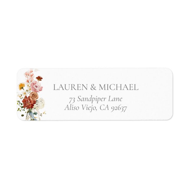 Elegant Garden Flower Bridal Shower Return Address (Front)
