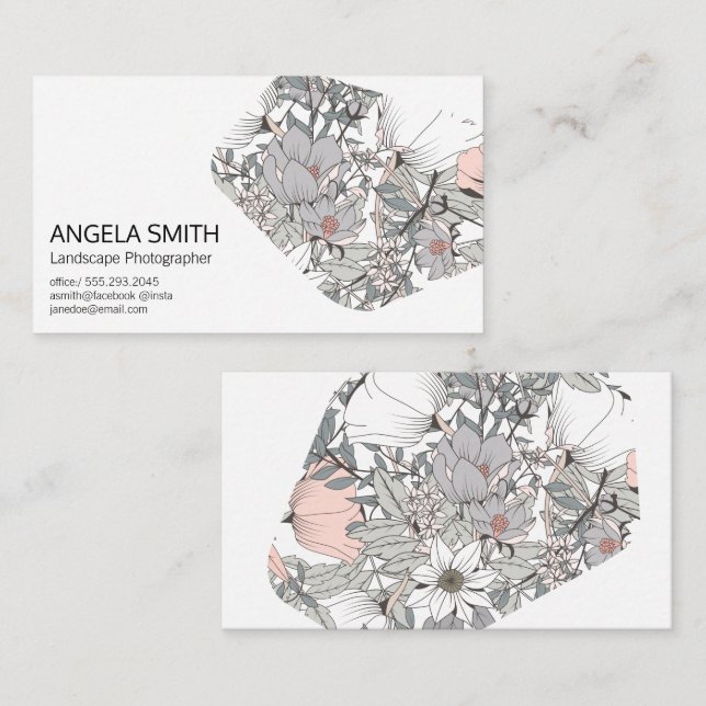 Elegant Garden Flowers Botanical Flowers Business Card (Front/Back)