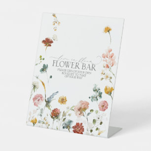 Elegant Garden Flowers Bridal Shower Flower Bar Pedestal Sign