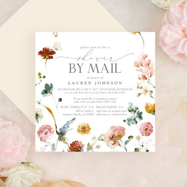 Elegant Garden Flowers Bridal Shower Mail Invitation (Creator Uploaded)