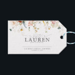 Elegant Garden Flowers Bridal Shower No Wrap Gift Tags<br><div class="desc">Enclose this gift tag with your invitations for your guests to attach to their gifts. Designed to match my bestselling Elegant Garden Flowers Watercolor Floral Bridal Shower Suite, this No Wrap gift tag features the same elegant script calligraphy and painted watercolor florals. The back of the tag, however, allows you...</div>