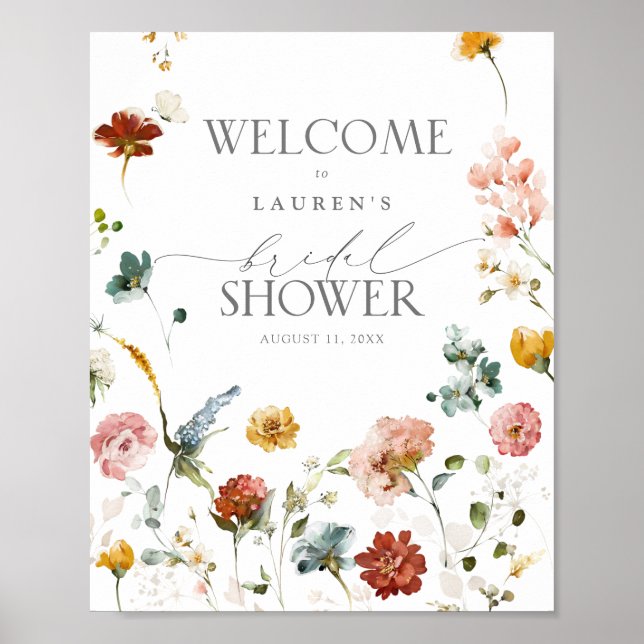 Elegant Garden Flowers Bridal Shower Welcome Poste Poster (Front)