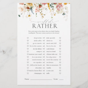 Elegant Garden Flowers Floral Bridal Shower Game