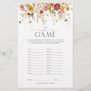 Elegant Garden Flowers Floral Bridal Shower Game