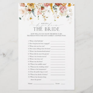 Elegant Garden Flowers Floral Bridal Shower Game