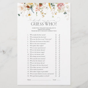 Elegant Garden Flowers Floral Bridal Shower Game