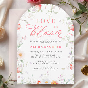 Elegant garden flowers love in bloom bridal shower invitation