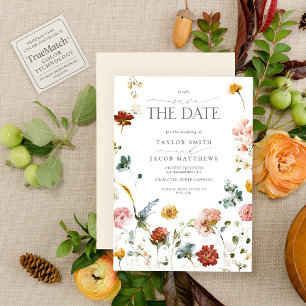 Elegant Garden Flowers Typography Save the Date