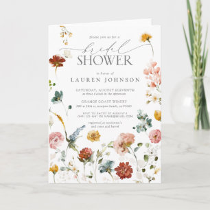 Elegant Garden Flowers Watercolor Bridal Shower Card