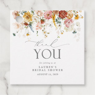 Elegant Garden Flowers Watercolor Bridal Shower Favour Tags