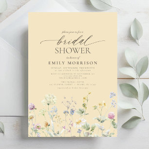 Elegant Garden Flowers Watercolor Bridal Shower Invitation