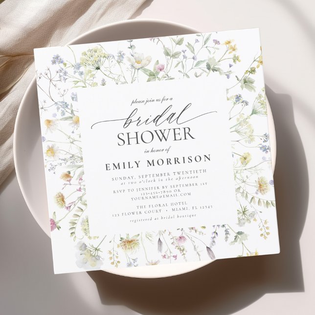 Elegant Garden Flowers Watercolor Bridal Shower Invitation (Creator Uploaded)