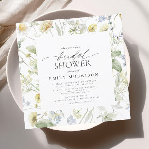 Elegant Garden Flowers Watercolor Bridal Shower Invitation