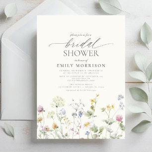 Elegant Garden Flowers Watercolor Bridal Shower Invitation