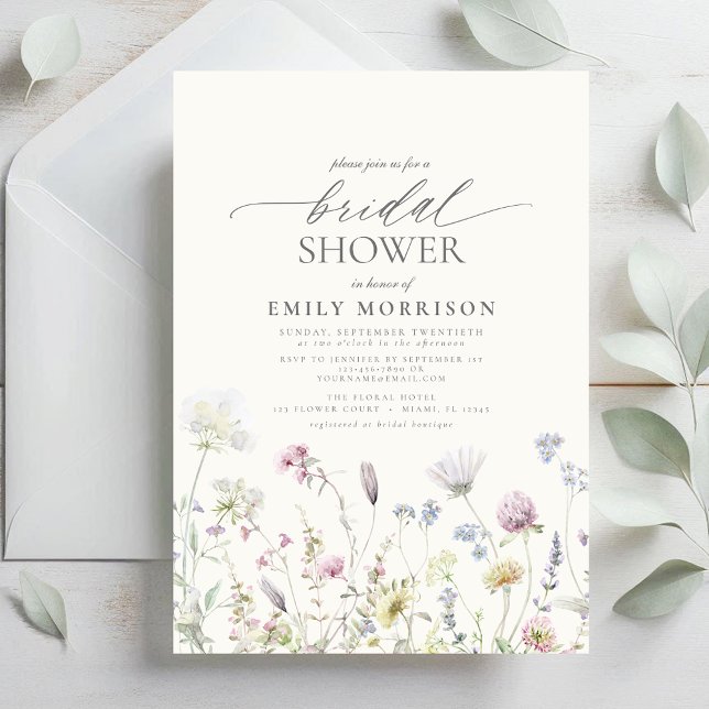 Elegant Garden Flowers Watercolor Bridal Shower Invitation (Creator Uploaded)