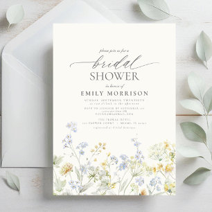 Elegant Garden Flowers Watercolor Bridal Shower Invitation