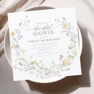 Elegant Garden Flowers Watercolor Bridal Shower Invitation