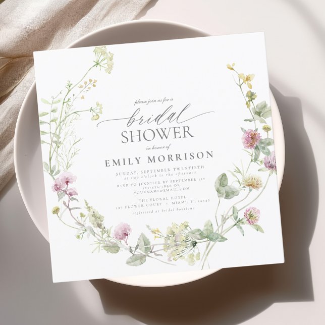Elegant Garden Flowers Watercolor Bridal Shower Invitation (Creator Uploaded)