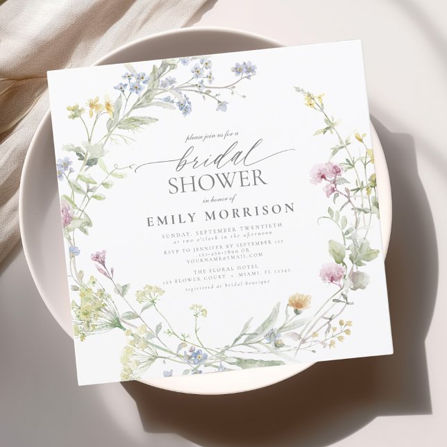 Elegant Garden Flowers Watercolor Bridal Shower Invitation (Creator Uploaded)