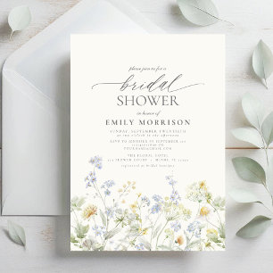 Elegant Garden Flowers Watercolor Bridal Shower Invitation