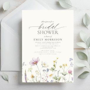 Elegant Garden Flowers Watercolor Bridal Shower Invitation