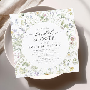 Elegant Garden Flowers Watercolor Bridal Shower Invitation