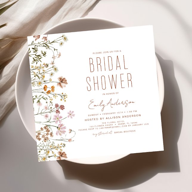 Elegant Garden Flowers Watercolor Bridal Shower Invitation (Creator Uploaded)