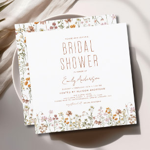 Elegant Garden Flowers Watercolor Bridal Shower Invitation