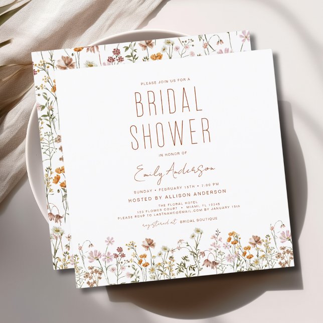 Elegant Garden Flowers Watercolor Bridal Shower Invitation (Creator Uploaded)