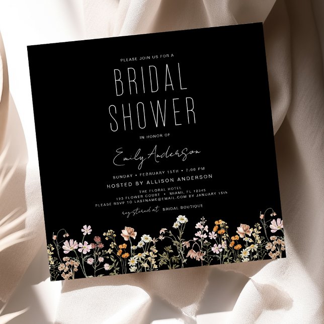 Elegant Garden Flowers Watercolor Bridal Shower Invitation (Creator Uploaded)