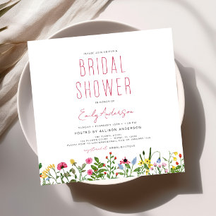 Elegant Garden Flowers Watercolor Bridal Shower Invitation