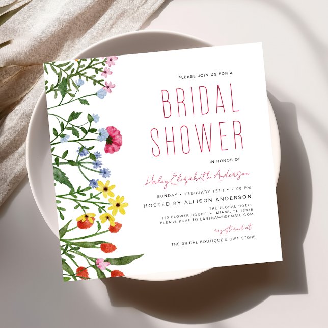 Elegant Garden Flowers Watercolor Bridal Shower Invitation (Creator Uploaded)