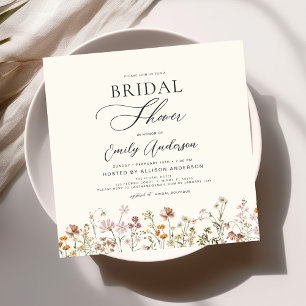 Elegant Garden Flowers Watercolor Bridal Shower Invitation