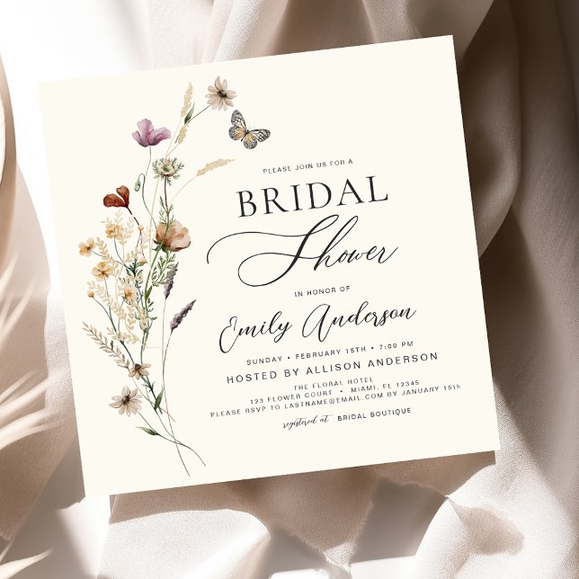 Elegant Garden Flowers Watercolor Bridal Shower Invitation (Creator Uploaded)