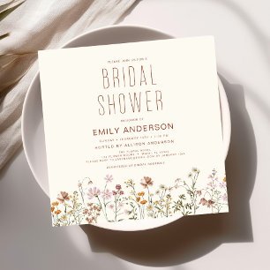 Elegant Garden Flowers Watercolor Bridal Shower Invitation
