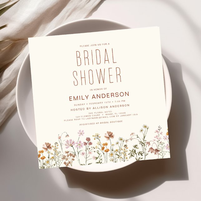 Elegant Garden Flowers Watercolor Bridal Shower Invitation (Creator Uploaded)