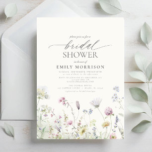 Elegant Garden Flowers Watercolor Bridal Shower Invitation