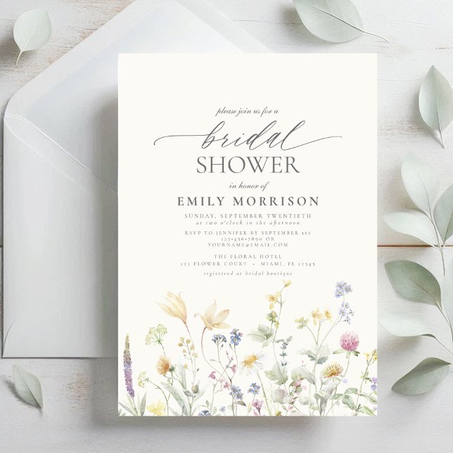 Elegant Garden Flowers Watercolor Bridal Shower Invitation (Creator Uploaded)