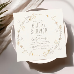 Elegant Garden Flowers Watercolor Bridal Shower  Invitation