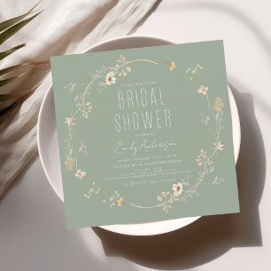 Elegant Garden Flowers Watercolor Bridal Shower Invitation