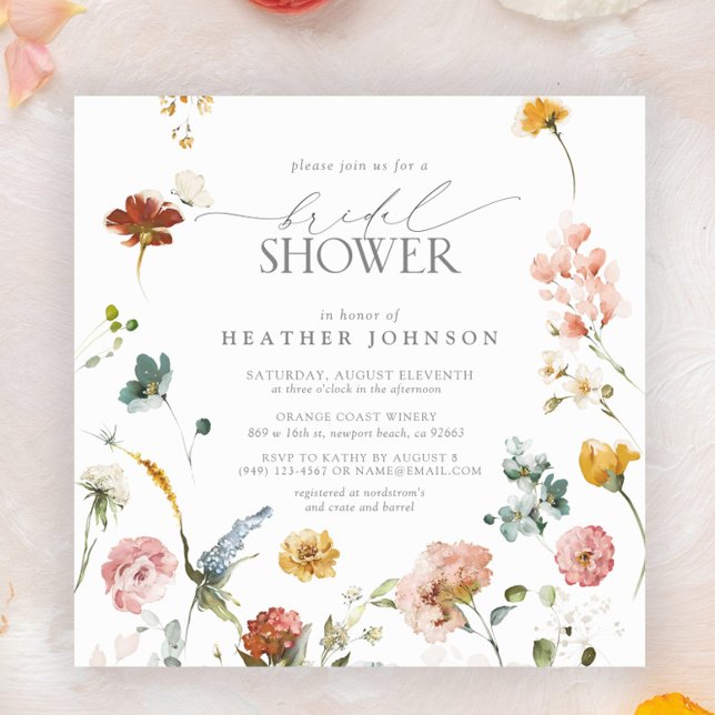 Elegant Garden Flowers Watercolor Bridal Shower Invitation (Easily personalize this beautiful garden floral bridal shower invite for the perfect celebration!)