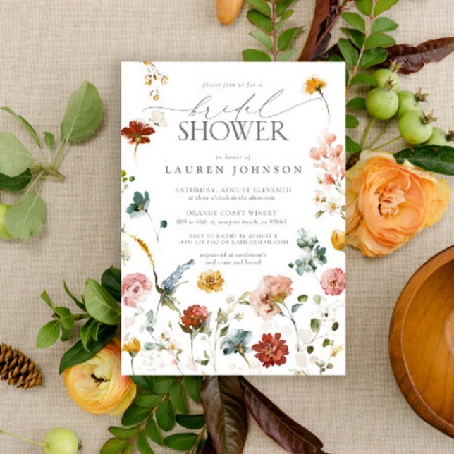 Elegant GArden Flowers Watercolor Bridal Shower Invitation (Creator Uploaded)