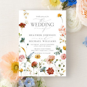 Elegant Garden Flowers Watercolor Floral Wedding  Invitation