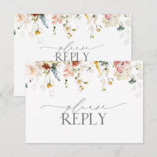 Elegant Garden Flowers Watercolor No Menu RSVP