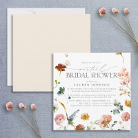 Elegant Garden Flowers Watercolor Virtual Shower