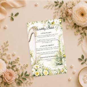 Elegant Garden Harp Romance Wedding Enclosure Card